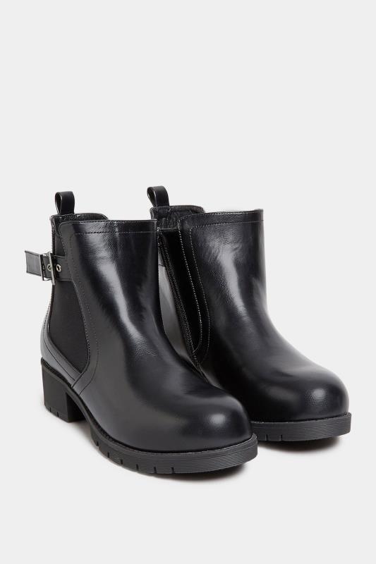 Black Buckle Ankle Boots In Wide E Fit & Extra Wide EEE Fit | Yours Clothing 2