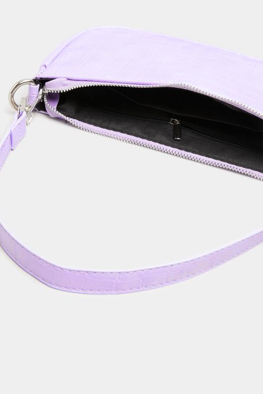 Lilac Purple Faux Croc Shoulder Bag 4
