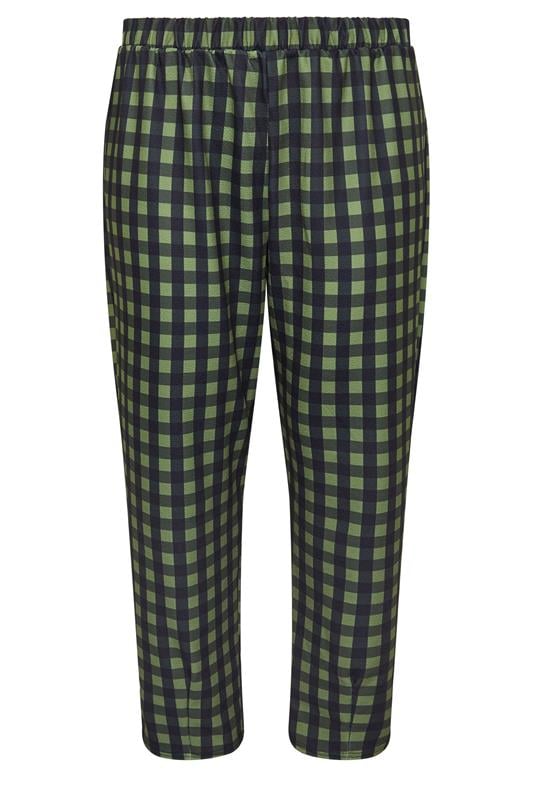 LIMITED COLLECTION Plus Size Khaki Green Gingham Barrel Trousers | Yours Clothing 5