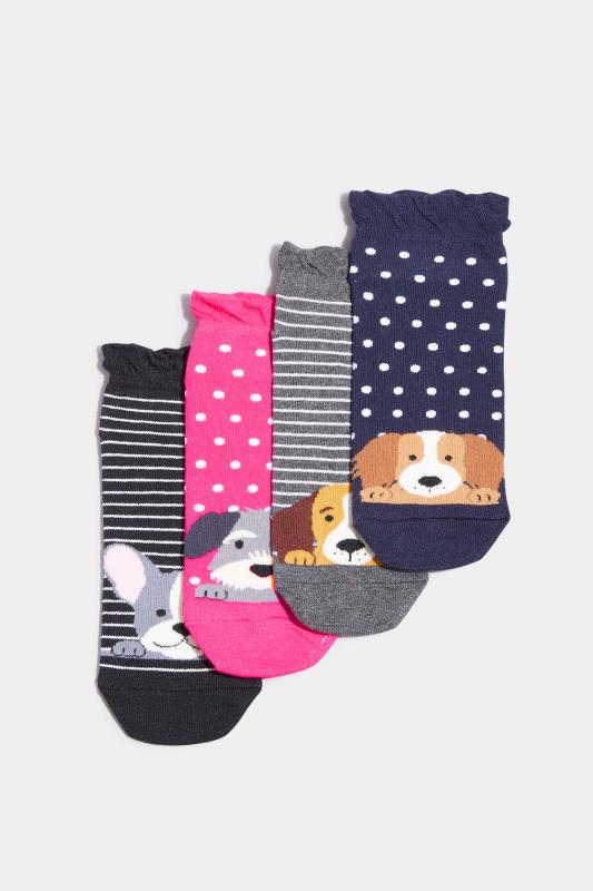 4 PACK Pink Dog Print Trainer Liner Socks_B.jpg