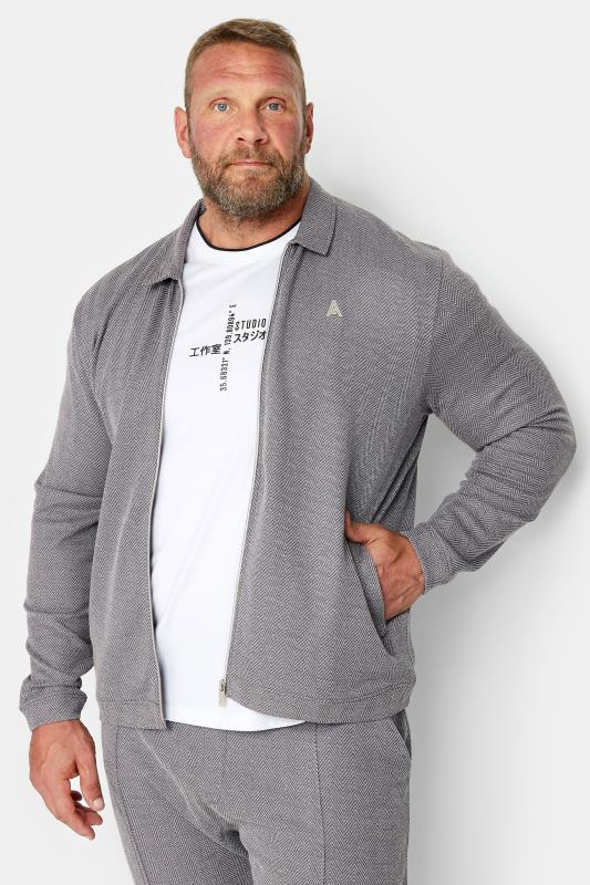  Grande Taille STUDIO A Big & Tall Grey Zip Through Jacket