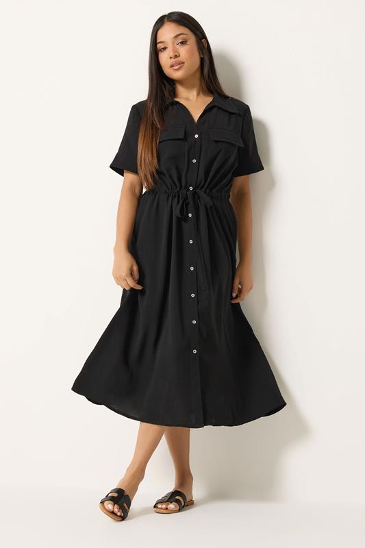  M&Co Petite Black Utility Shirt Dress