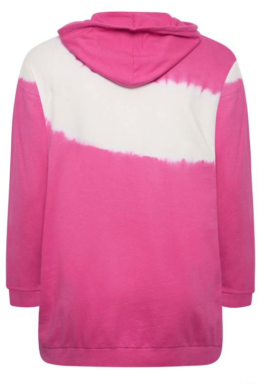 YOURS Plus Size Hot Pink Tie Dye Hoodie | Yours Clothing 7