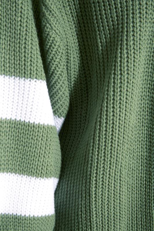 Curve Sage Green Varsity Stripes Knitted Cardigan_S.jpg