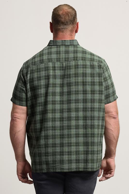 BadRhino Big & Tall Green Check Print Short Sleeve Shirt | BadRhino 2