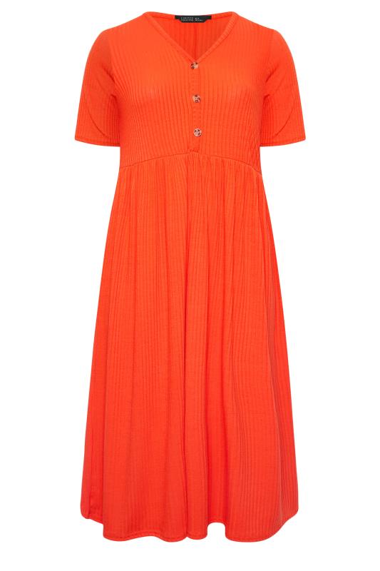 LIMITED COLLECTION Plus Size Orange Ribbed Peplum Midi Dress | Yours Clothing  7