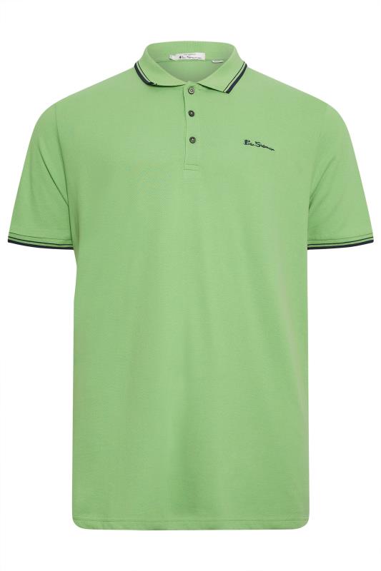 BEN SHERMAN Big & Tall Green Tipped Polo Shirt | BadRhino 2