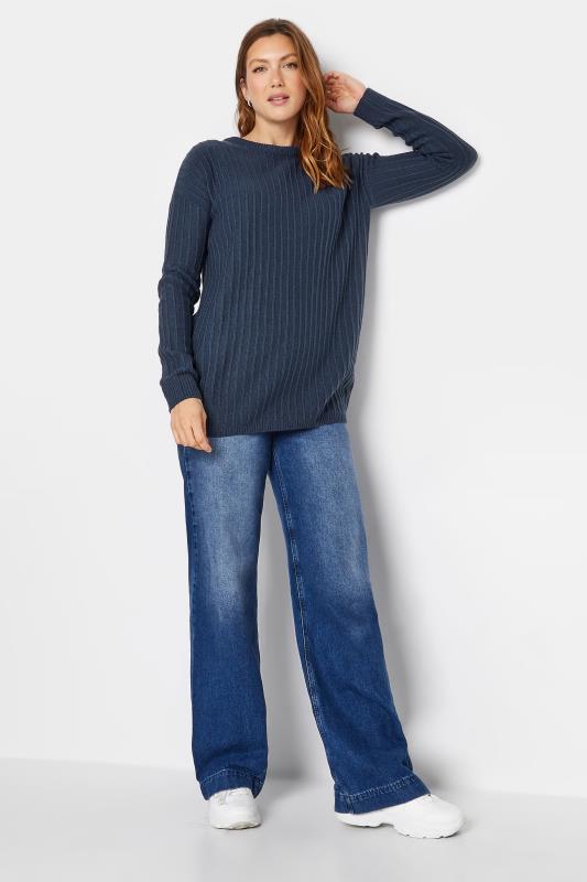 LTS Tall Women's Blue Ribbed Long Sleeve Knit Jumper | Long Tall Sally 2