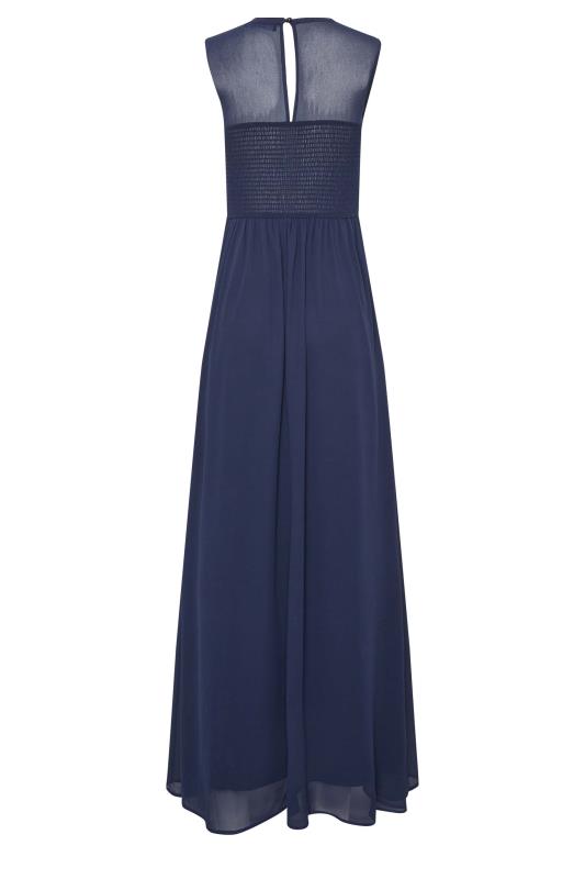 LTS Tall Women's Navy Blue Lace Chiffon Maxi Dress | Long Tall Sally  7