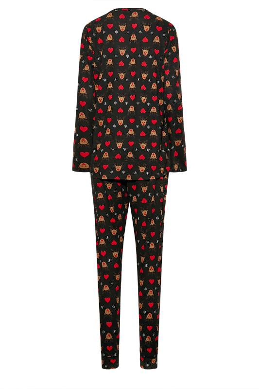 LTS Tall Women's Black Rudolph Print Christmas Pyjama Set | Long Tall Sally 7