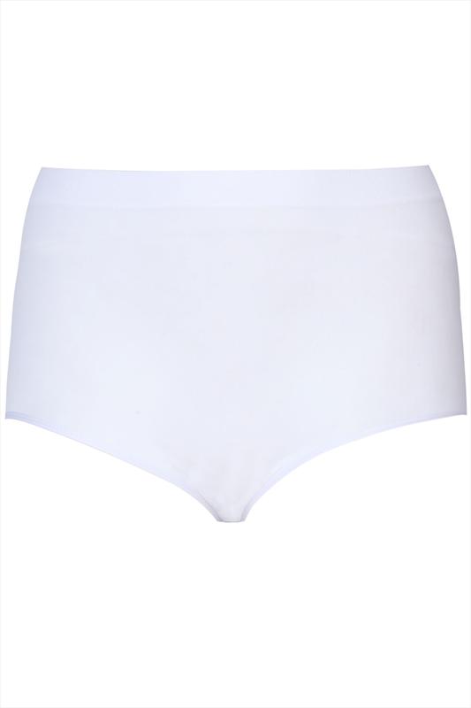 Plus Size White Seamless Light Control High Waisted Full Briefs | Yours Clothing 4