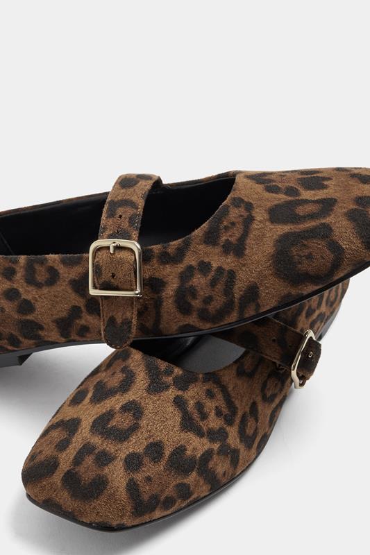 Brown Leopard Buckle Detail Mary Jane Flats In Wide E Fit | Yours Clothing 5