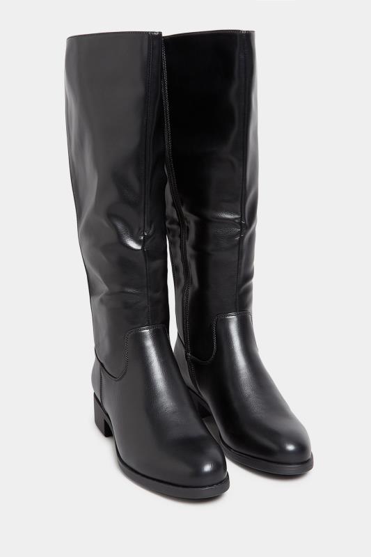 Black Stretch Knee High Boots In Wide E Fit & Extra Wide EEE Fit 2