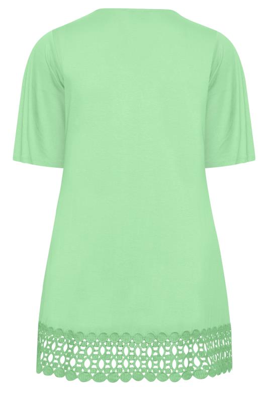 YOURS Plus Size Curve Green Crochet Detail Peplum Tunic Top | Yours Clothing  7