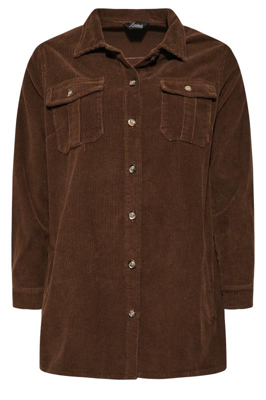 LIMITED COLLECTION Plus Size Chocolate Brown Corduroy Shacket | Yours Clothing 6