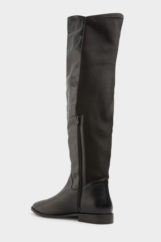 Lts Black Leather Stretch Knee High Boots In Standard Fit | Long Tall Sally