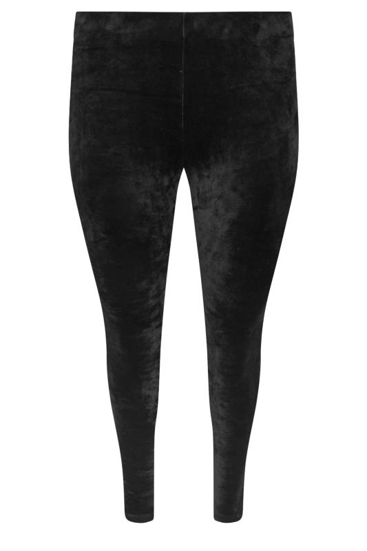 YOURS Plus Size Black Velour Leggings | Yours Clothing 5