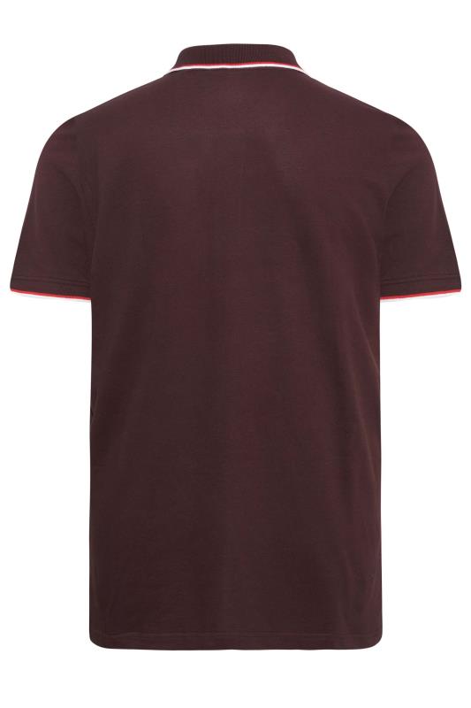 BadRhino Burgundy Red Essential Tipped Polo Shirt | BadRhino 4