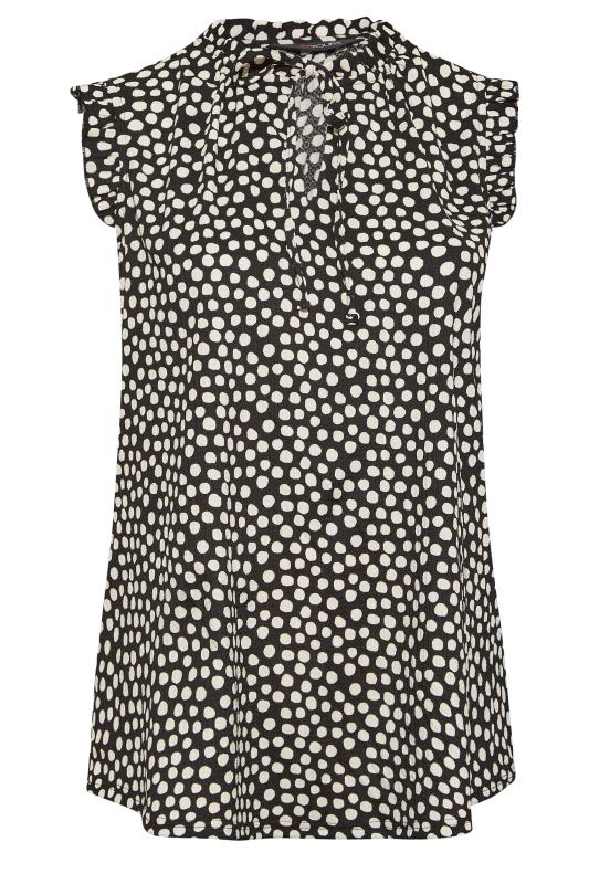 YOURS Plus Size Black Polka Dot Print Frill Sleeve Blouse | Yours Clothing 6