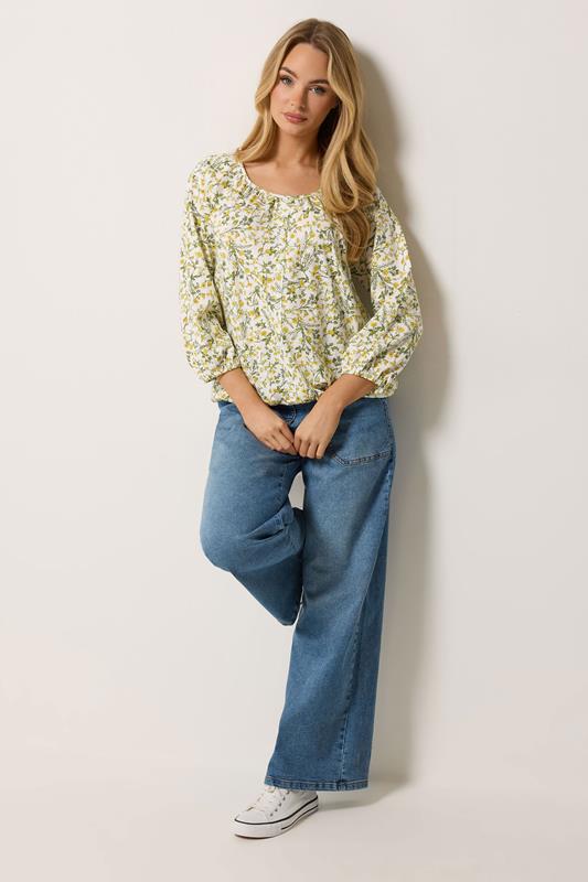 M&Co White & Yellow Floral Button Down Cotton Blouse | M&Co 1
