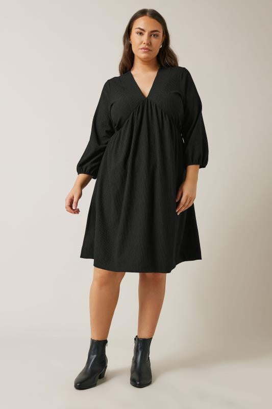 EVANS Plus Size Black Crepe Midi Dress | Evans 1