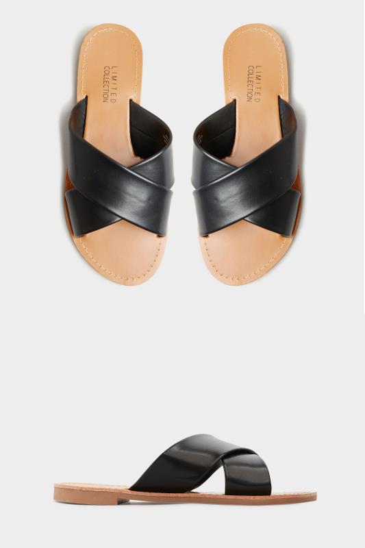 LIMITED COLLECTION Black Cross Strap Mules In Extra Wide Fit | Long ...