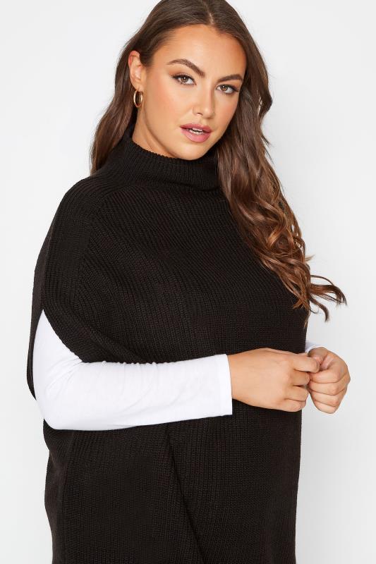 Plus Size Curve Black Longline Sleeveless Knitted Jumper | Yours Clothing 4