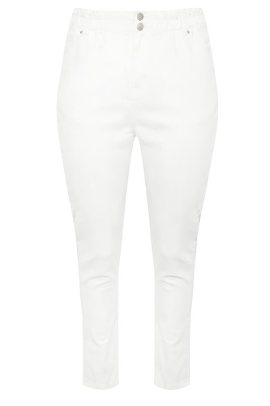 Plus Size White Stretch Elasticated Waist MOM Jeans | Yours Clothing 5