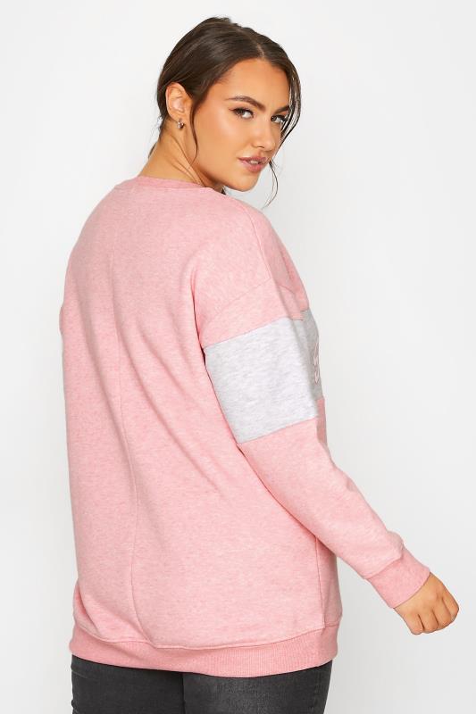 Plus Size Pink 'San Francisco' Slogan Varsity Sweatshirt | Yours Clothing 3