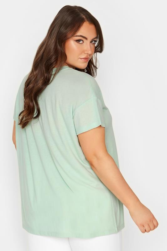 YOURS Plus Size Green 'Miami' Print Varsity T-Shirt | Yours Clothing 4