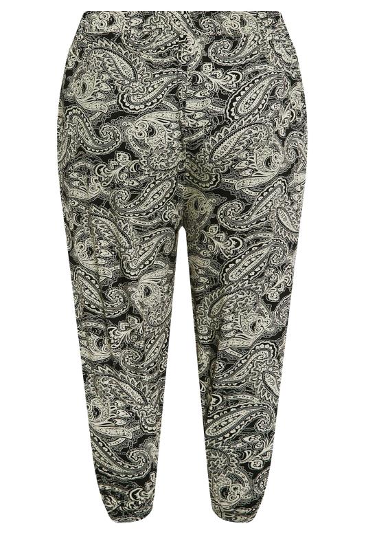 YOURS Plus Size Black Paisley Print Cropped Harem Joggers | Yours Clothing 6