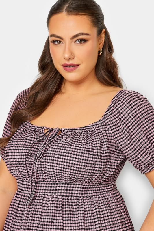 LIMITED COLLECTION Plus Size Pink Gingham Gypsy Top | Yours Clothing 4