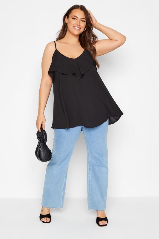LIMITED COLLECTION Plus Size Black Frill Cami Top | Yours Clothing 2