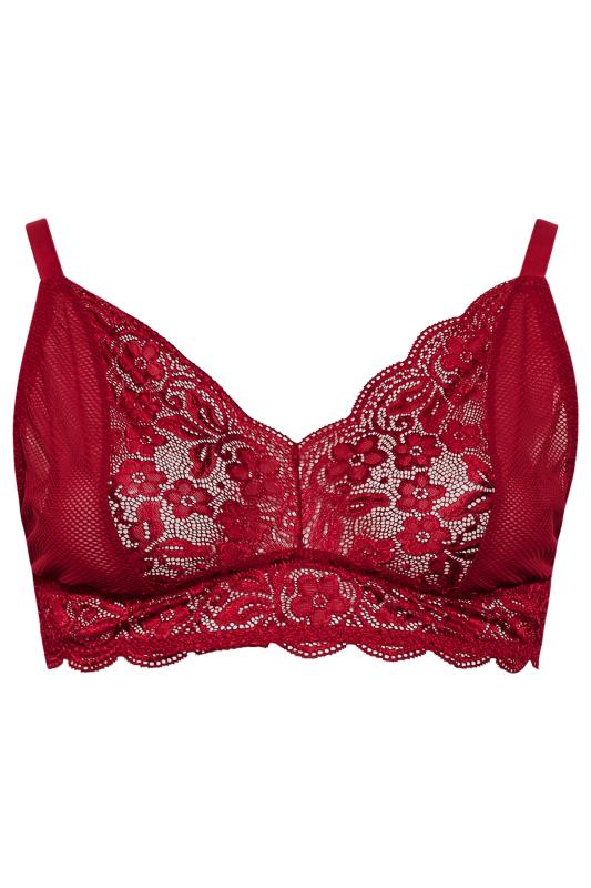 Plus Size Red Lace Fishnet Bra | Yours Clothing 4