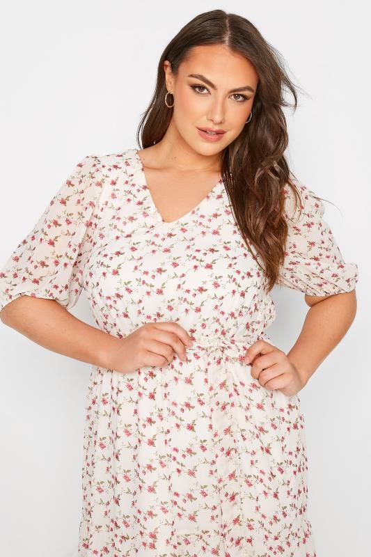 YOURS LONDON Plus Size White Ditsy Smock Maxi Dress | Yours Clothing  4