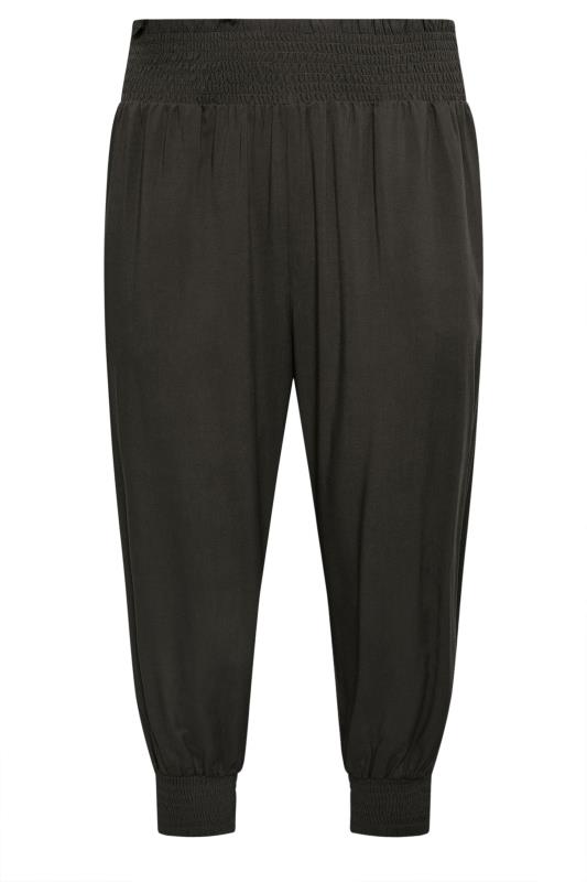 YOURS Plus Size Black Shirred Harem Trousers | Yours Clothing 5