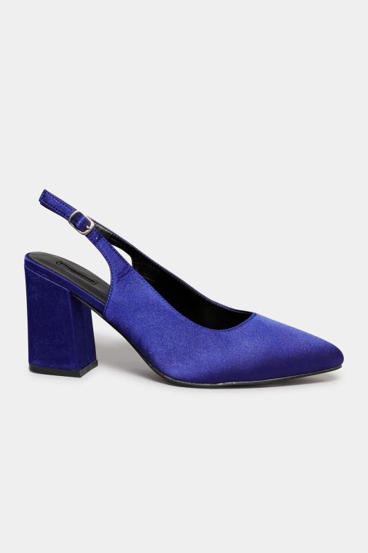 LIMITED COLLECTION Cobalt Blue Pointed Block Heel Court Shoes In Wide E Fit & Extra Wide EEE Fit 3