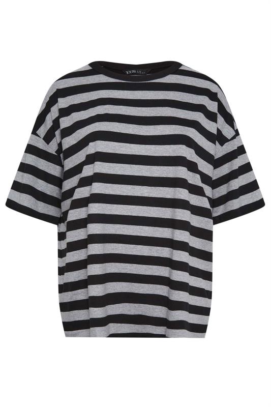 YOURS Plus Size 2 PACK Grey & Grey Stripe Oversized Boxy T-Shirt | Yours Clothing 9