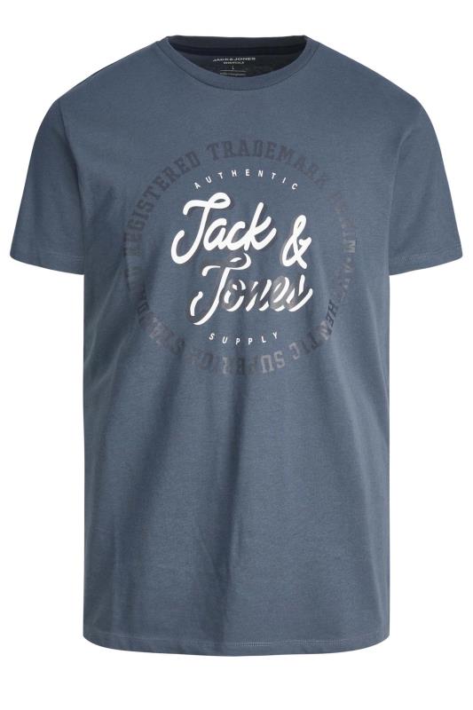 JACK & JONES Big & Tall Blue Printed Logo T-Shirt 2
