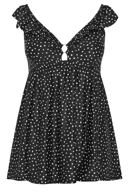 YOURS Plus Size Black Spot Print Frill Swimdress | Yours Clothing 7