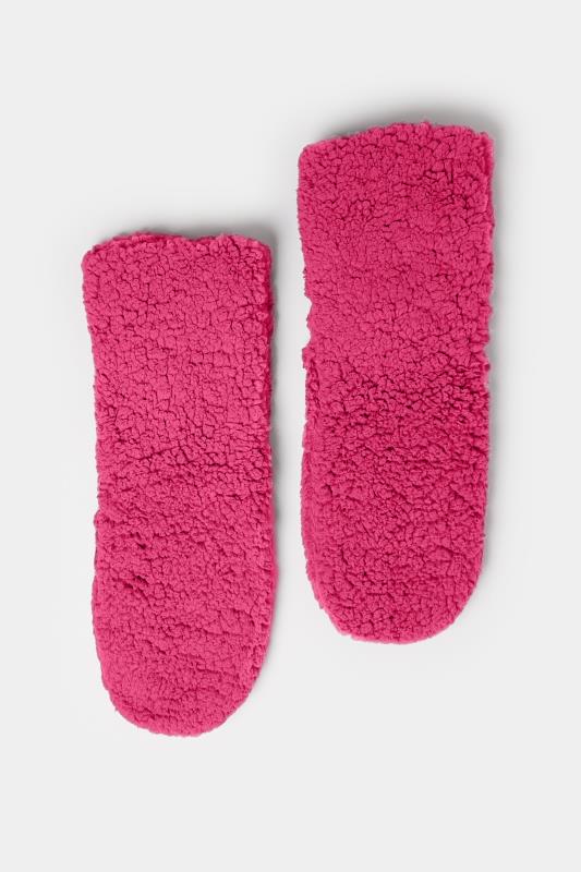 Pink Fluffy Slipper Socks | Yours Clothing  4