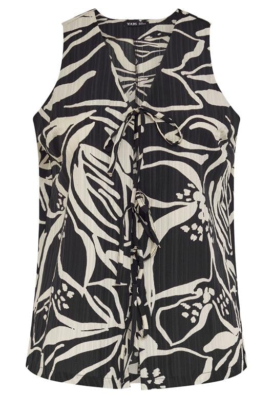 YOURS Plus Size Black Floral Tie Front Vest Top | Yours Clothing 5