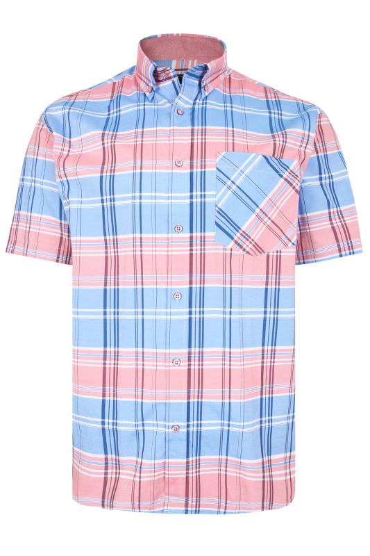 KAM Big & Tall Pink & Blue Large Check Print Shirt 2