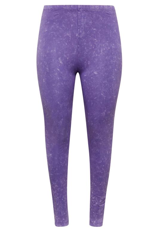 Plus Size Purple Acid Wash Leggings | Yours Clothing  5
