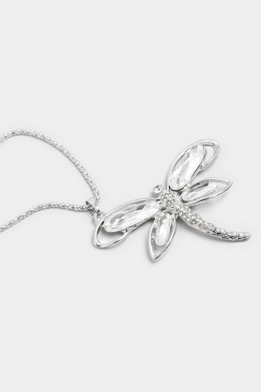 Silver Dragonfly Pendant Long Style Necklace | Yours Clothing  3