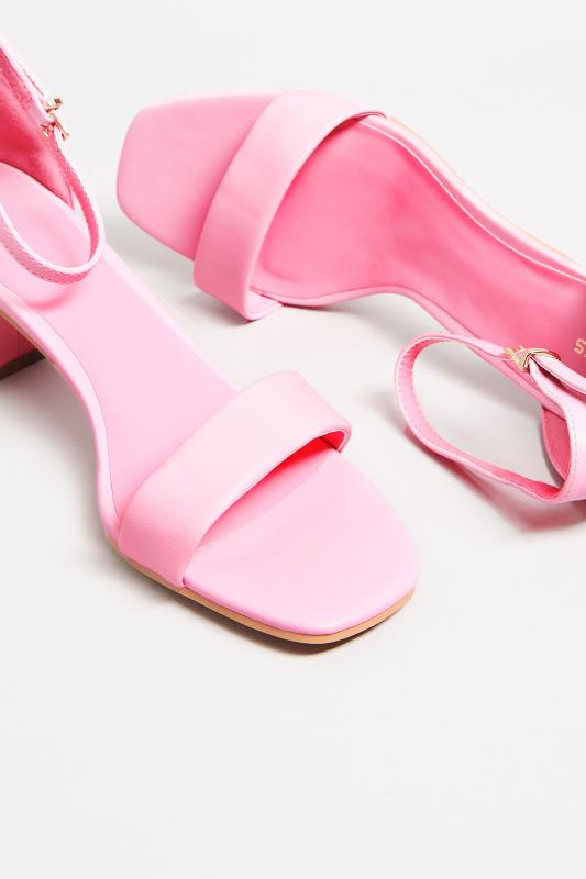 LTS Pink Faux Leather Block Heel Sandals In Standard Fit | Long Tall Sally 5