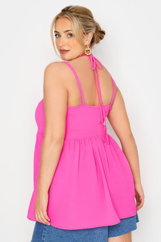 LIMITED COLLECTION Curve Hot Pink Strappy Halter Cami Top 3