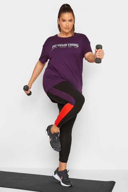 YOURS Plus Size ACTIVE Purple 'Do Your Thing' Slogan Top | Yours Clothing 5