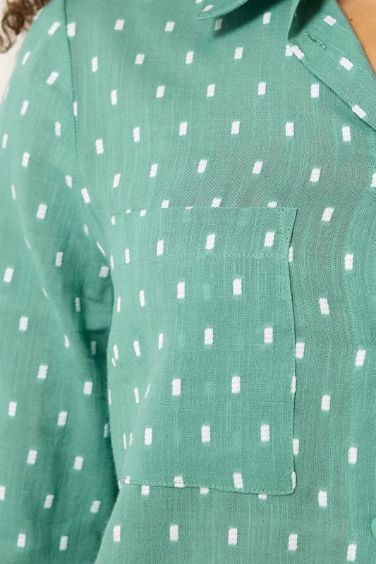 M&Co Sage Green Dobby Long Sleeve Cotton Shirt | M&Co 4