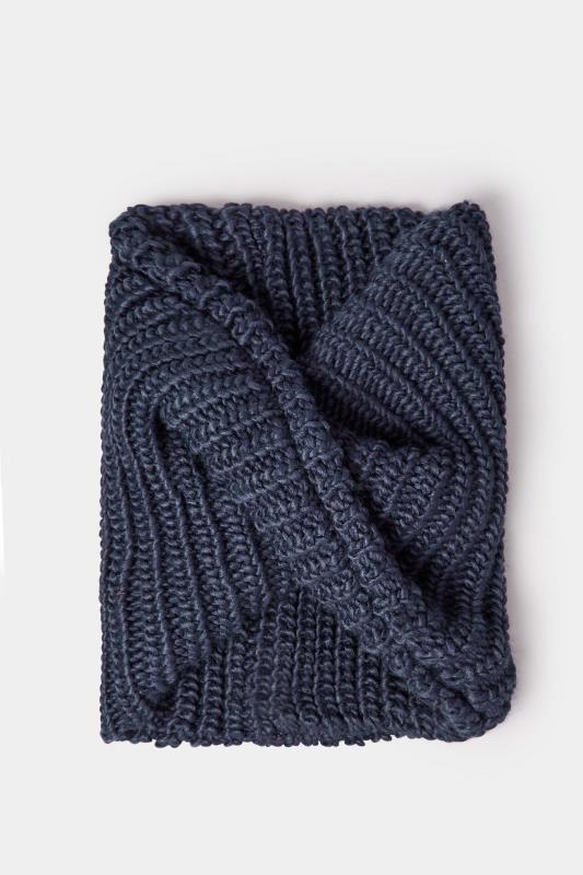 Grande Taille Navy Blue Cable Knit Snood